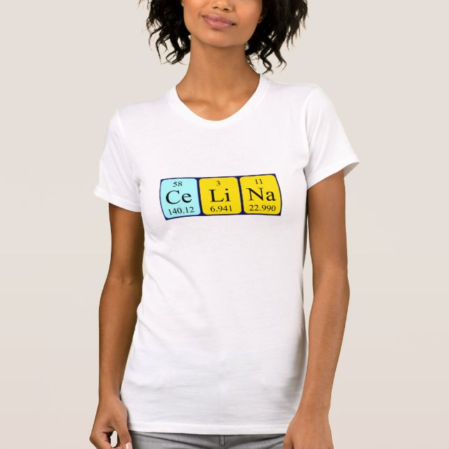 Camiseta de nombre de tabla periódica Celina (Anverso)