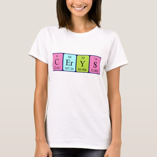 Camiseta de nombre de tabla periódica Cerys (Anverso)