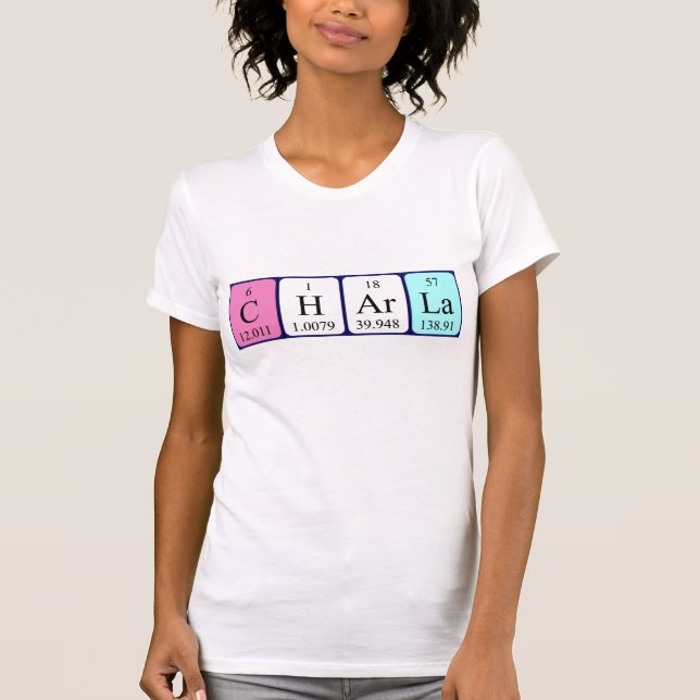Camiseta de nombre de tabla periódica Charla (Anverso)