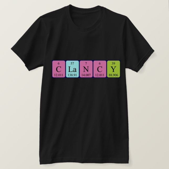 Camiseta de nombre de tabla periódica Clancy (Anverso del diseño)