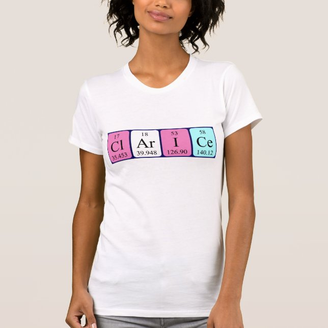 Camiseta de nombre de tabla periódica Clarice (Anverso)
