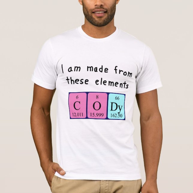 Camiseta de nombre de tabla periódica Cody (Anverso)