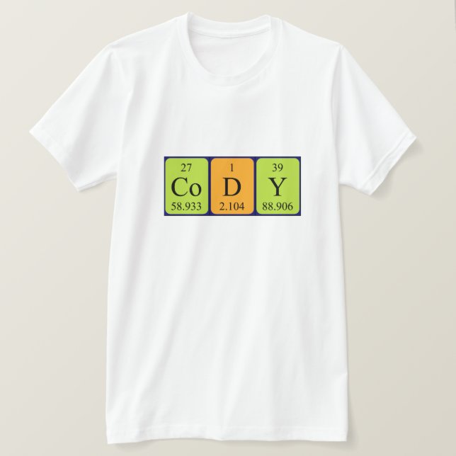 Camiseta de nombre de tabla periódica Cody (Anverso del diseño)