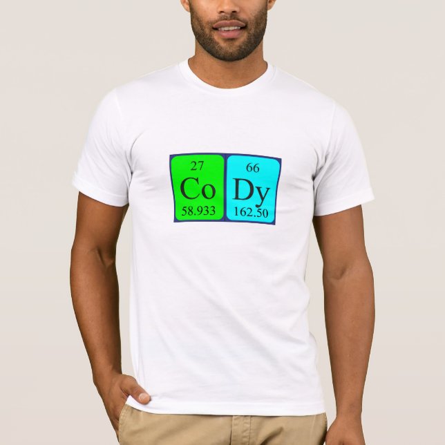 Camiseta de nombre de tabla periódica Cody (Anverso)