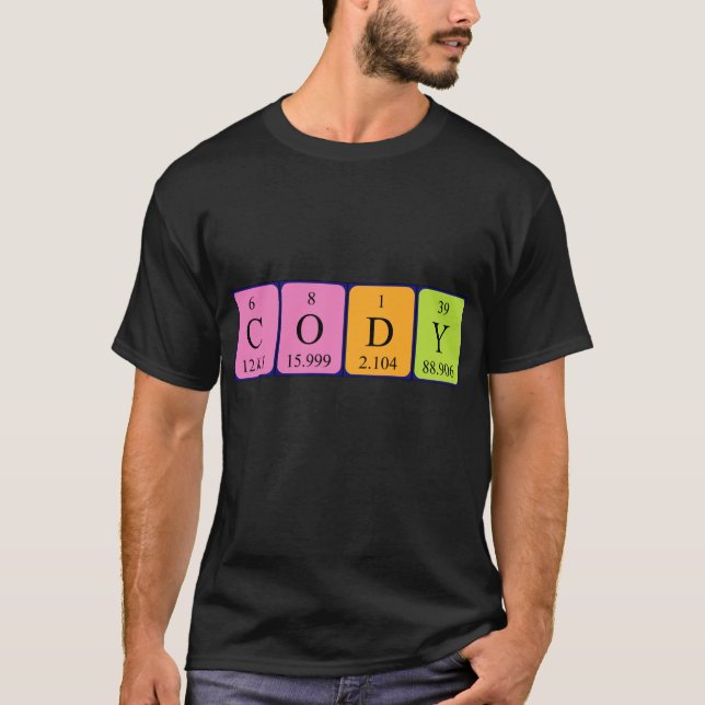 Camiseta de nombre de tabla periódica Cody (Anverso)