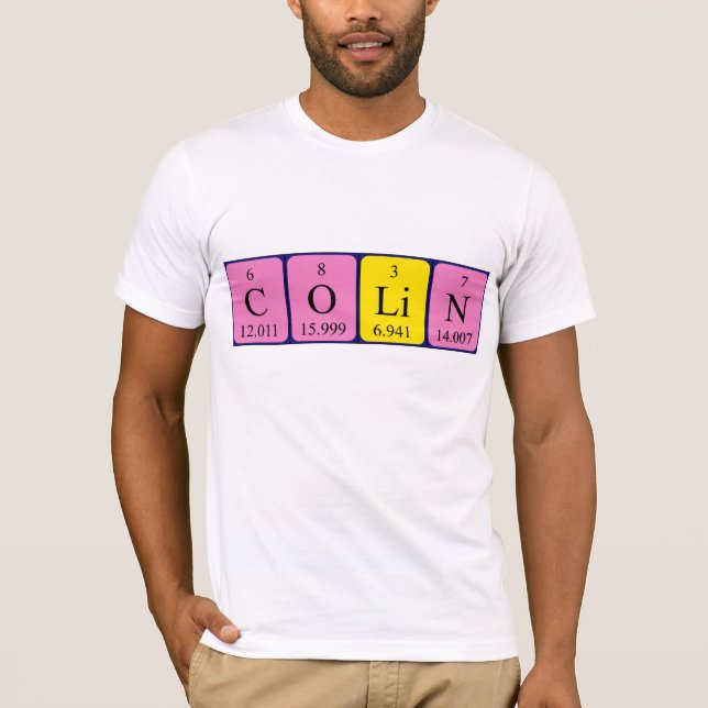 Camiseta de nombre de tabla periódica Colin (Anverso)
