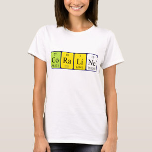 Camiseta de nombre de tabla periódica coralina