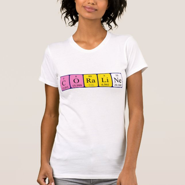 Camiseta de nombre de tabla periódica coralina (Anverso)