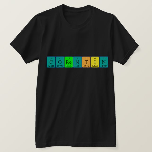 Camiseta de nombre de tabla periódica Corentin (Anverso del diseño)