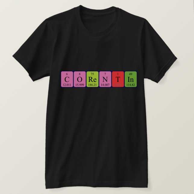 Camiseta de nombre de tabla periódica Corentin (Anverso del diseño)