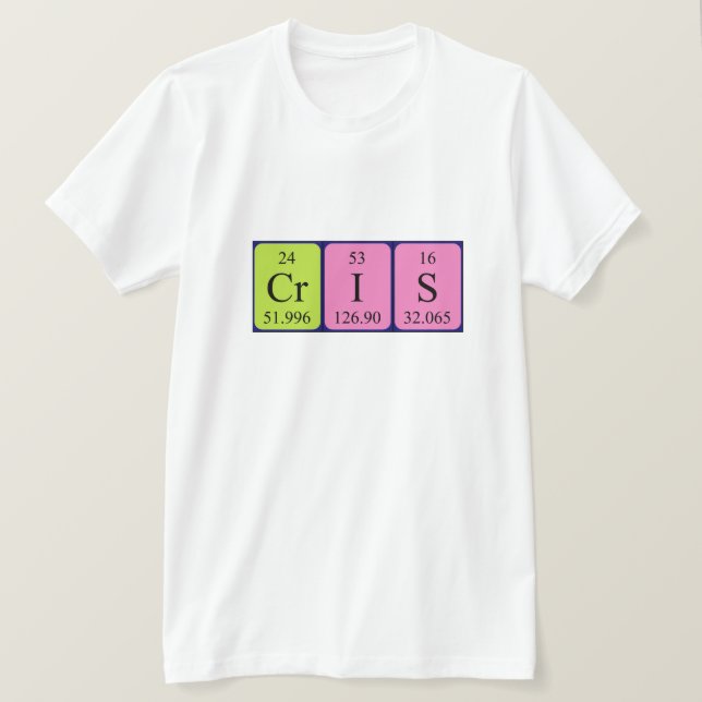 Camiseta de nombre de tabla periódica Cris (Anverso del diseño)