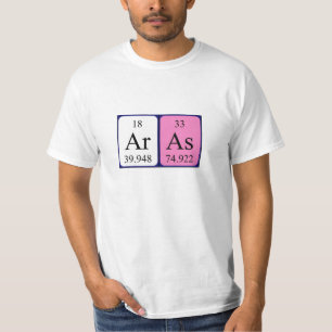 Camiseta de nombre de tabla periódica de Aras