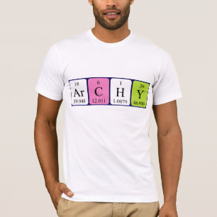 Camiseta de nombre de tabla periódica de arcos
