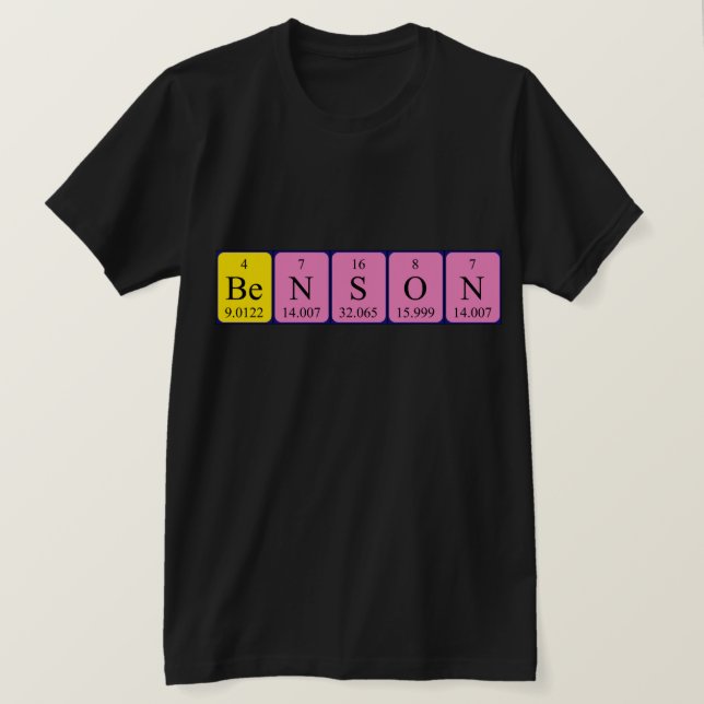 Camiseta de nombre de tabla periódica de Benson (Anverso del diseño)