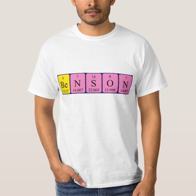 Camiseta de nombre de tabla periódica de Benson (Anverso)