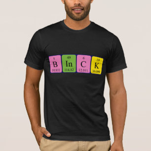 Camiseta de nombre de tabla periódica de bingo