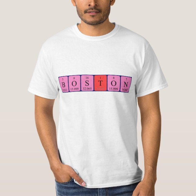 Camiseta de nombre de tabla periódica de Boston (Anverso)