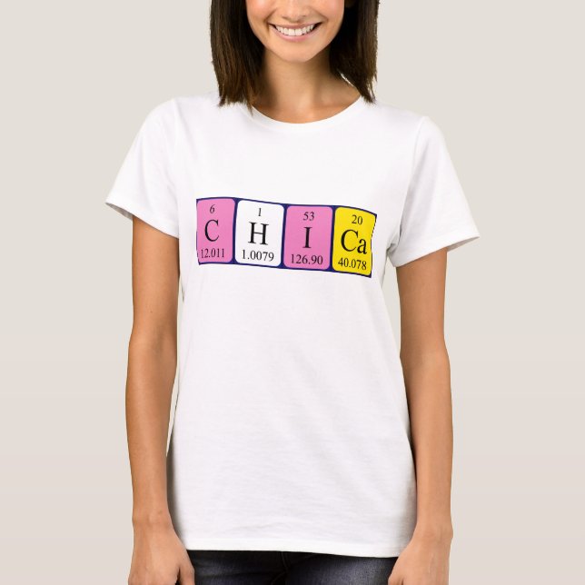 Camiseta de nombre de tabla periódica de Chica (Anverso)
