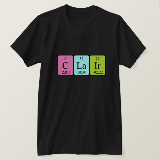 Camiseta de nombre de tabla periódica de Clair (Anverso del diseño)
