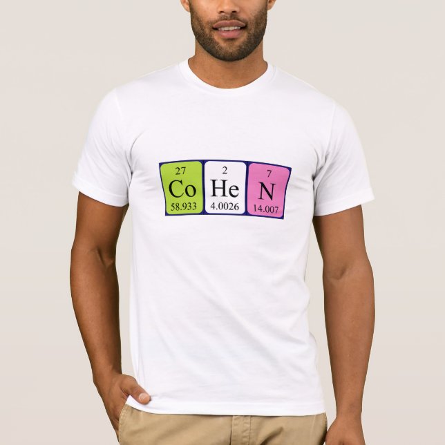 Camiseta de nombre de tabla periódica de Cohen (Anverso)