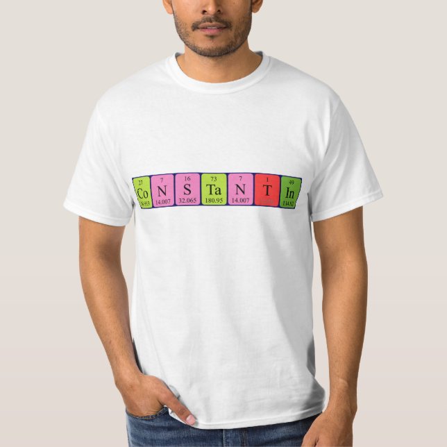Camiseta de nombre de tabla periódica de Constanti (Anverso)