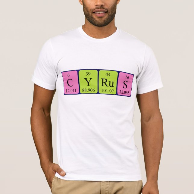 Camiseta de nombre de tabla periódica de Cyrus (Anverso)