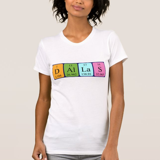 Camiseta de nombre de tabla periódica de Dallas (Anverso)