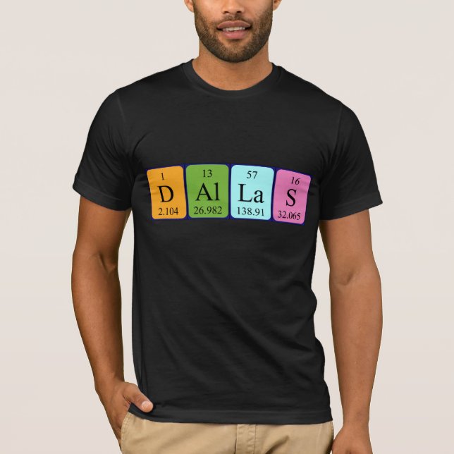 Camiseta de nombre de tabla periódica de Dallas (Anverso)