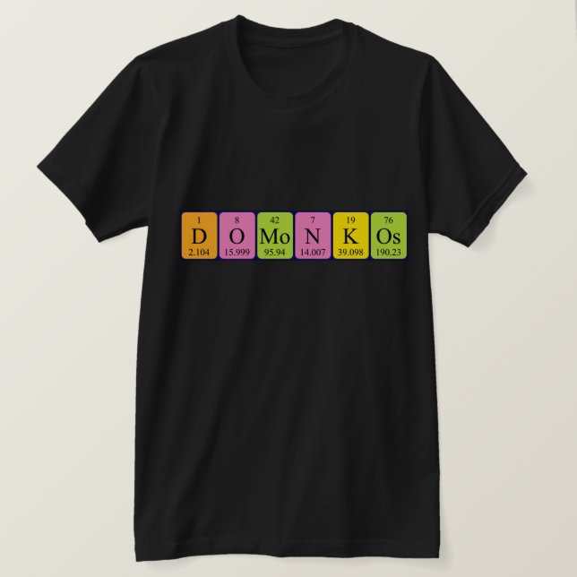 Camiseta de nombre de tabla periódica de Domonkos (Anverso del diseño)