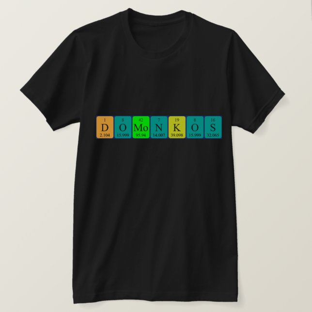 Camiseta de nombre de tabla periódica de Domonkos (Anverso del diseño)