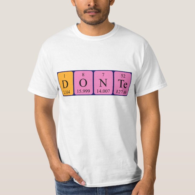 Camiseta de nombre de tabla periódica de donar (Anverso)