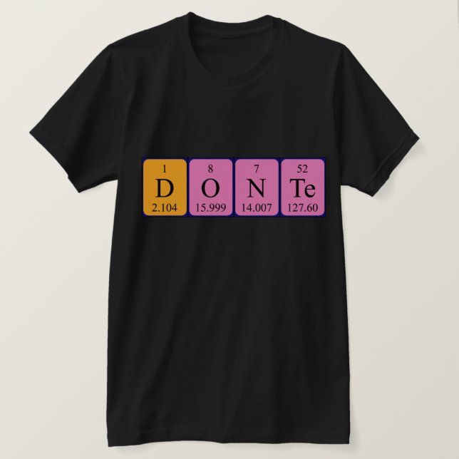Camiseta de nombre de tabla periódica de donar (Anverso del diseño)