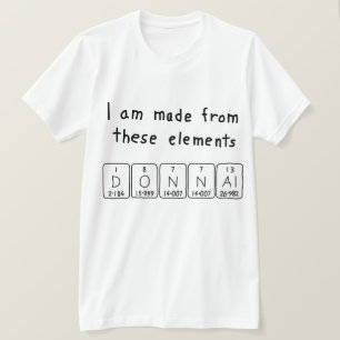 Camiseta de nombre de tabla periódica de donativos