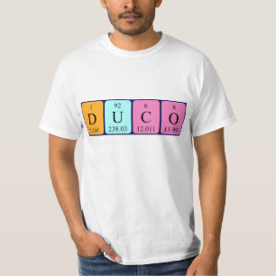 Camiseta de nombre de tabla periódica de Duco