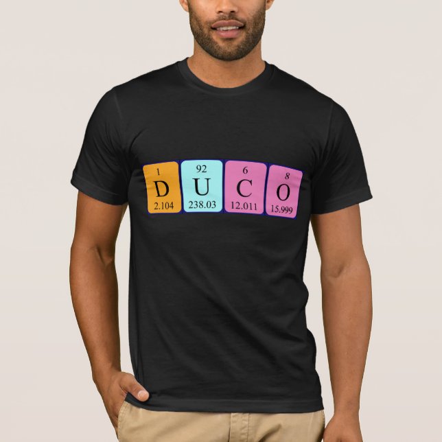 Camiseta de nombre de tabla periódica de Duco (Anverso)