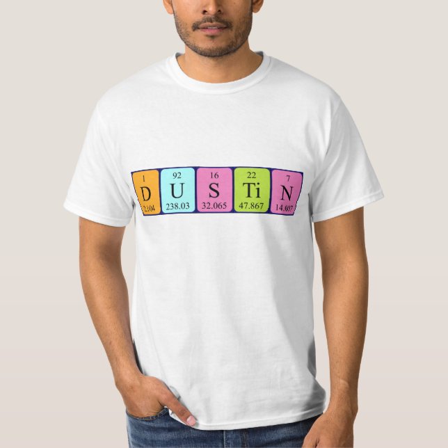 Camiseta de nombre de tabla periódica de Dustin (Anverso)