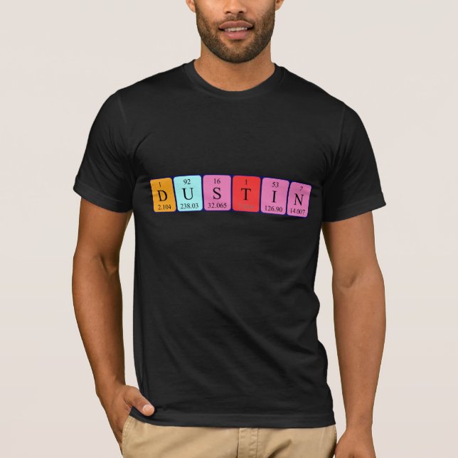 Camiseta de nombre de tabla periódica de Dustin (Anverso)