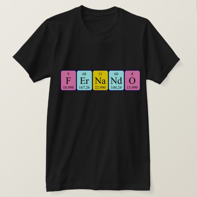 camiseta de nombre de tabla periódica de Fernando (Anverso del diseño)