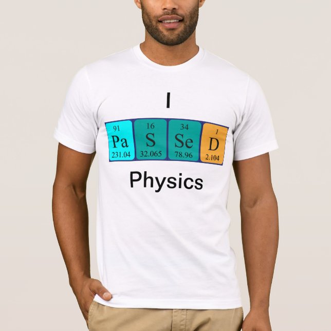 Camiseta de nombre de tabla periódica de física pa (Anverso)