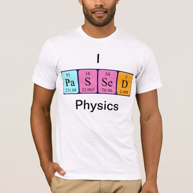 Camiseta de nombre de tabla periódica de física pa (Anverso)