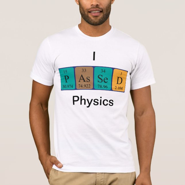 Camiseta de nombre de tabla periódica de física pa (Anverso)