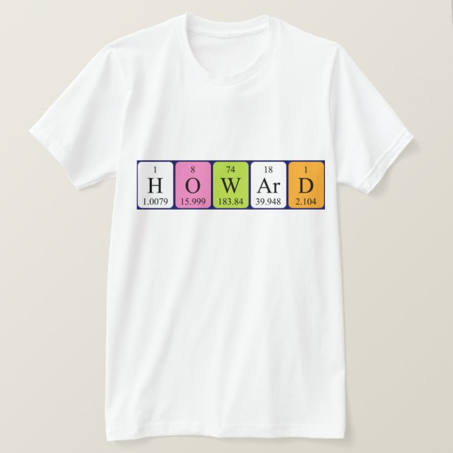 camiseta de nombre de tabla periódica de Howard (Anverso del diseño)