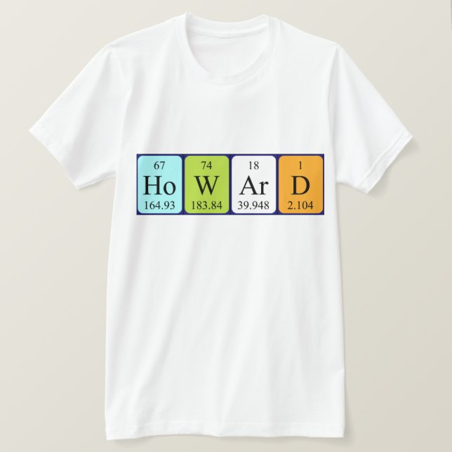 camiseta de nombre de tabla periódica de Howard (Anverso del diseño)