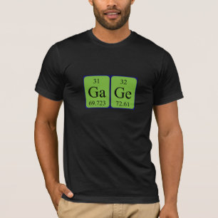 Camiseta de nombre de tabla periódica de indicador