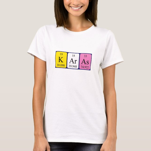 Camiseta de nombre de tabla periódica de Karas (Anverso)