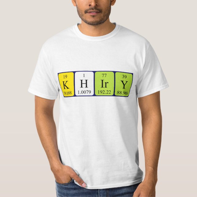 Camiseta de nombre de tabla periódica de Khiry (Anverso)