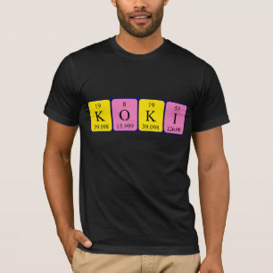 Camiseta de nombre de tabla periódica de Koki