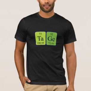 Camiseta de nombre de tabla periódica de la etique