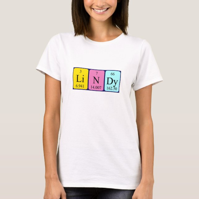 Camiseta de nombre de tabla periódica de Lindy (Anverso)