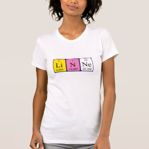 Camiseta de nombre de tabla periódica de línea